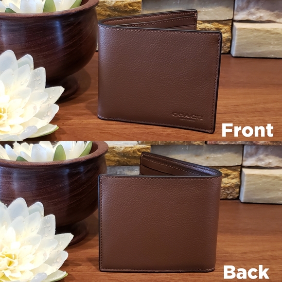 NEW Coach Double Billfold Wallet (Dark Saddle) - Picture 4 of 5